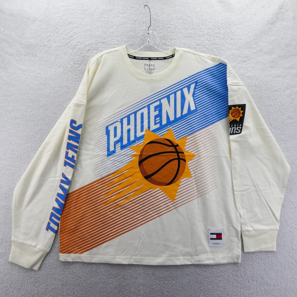 Tommy Jeans Shirt Mens Large Phoenix Suns Cream Long Sleeve NBA Basketball Tee